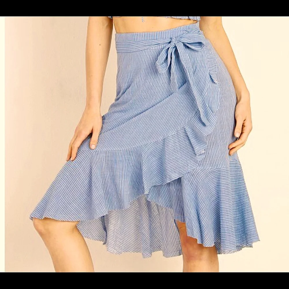 POOKIE & SEBASTIAN Ruffle Striped Skirt - Picture 2 of 7